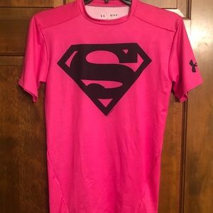 Hot Pink Under Armor Superman Compression T-Shirt